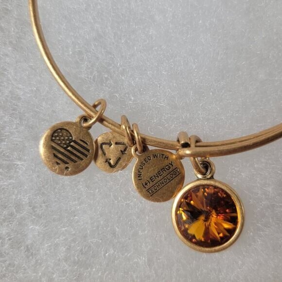 Alex & Ani November Topaz Gold Birthstone Charm Bracelet - Picture 2 of 4